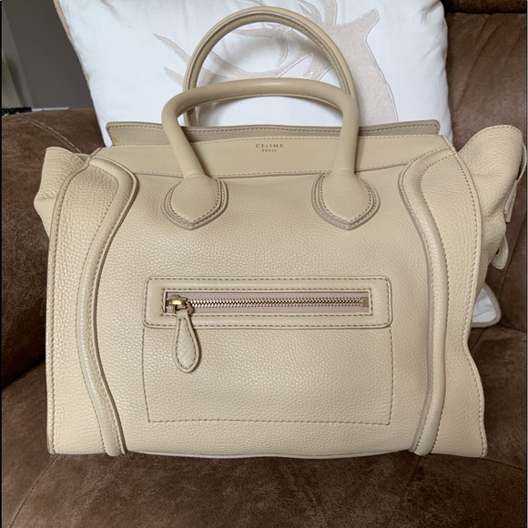 CELINE Mini Luggage Bag Cream Pebbled Leather 🎁 - Picture 7 of 8